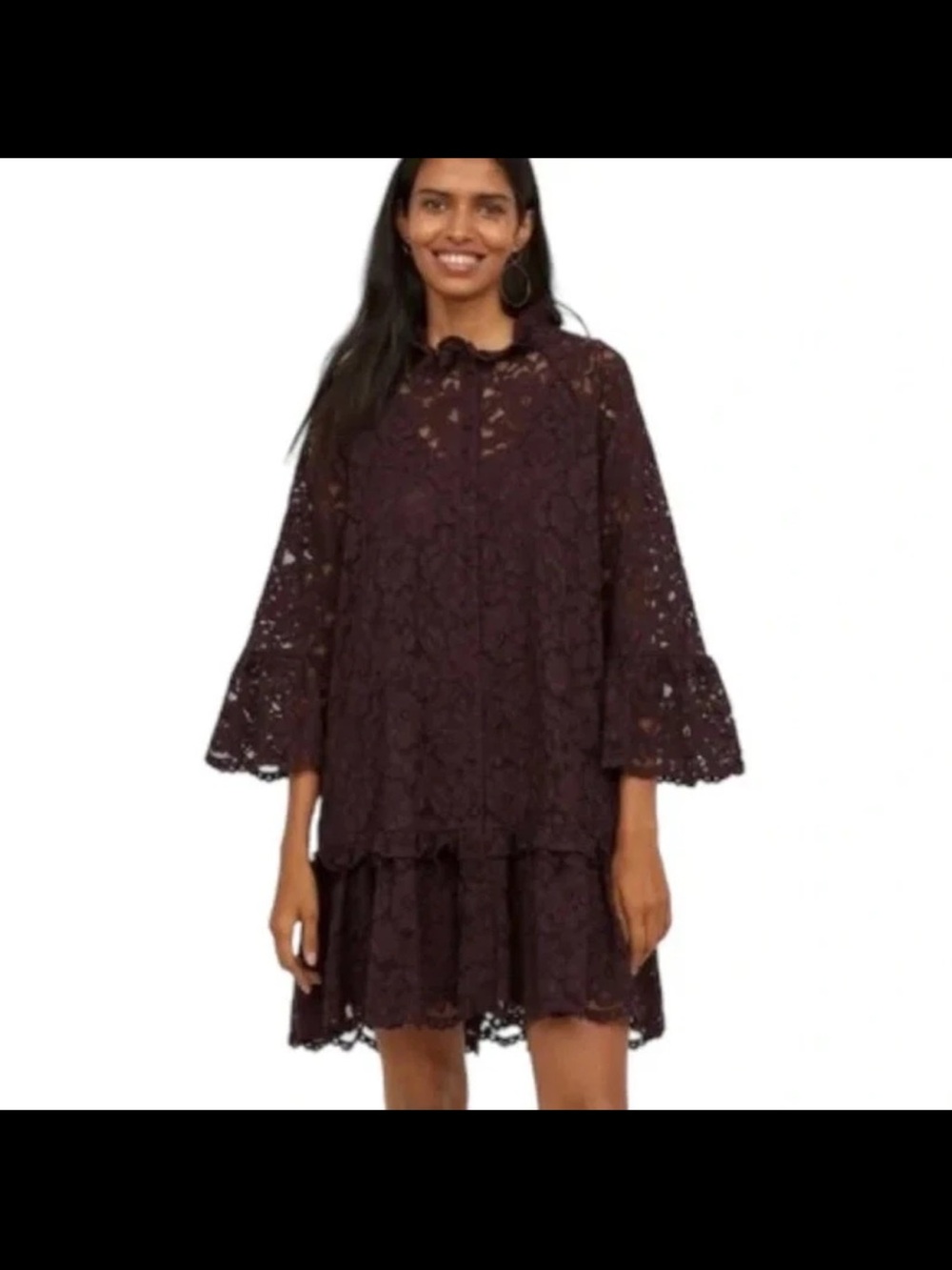 H&M Plum Lace Tiered Mini Dress